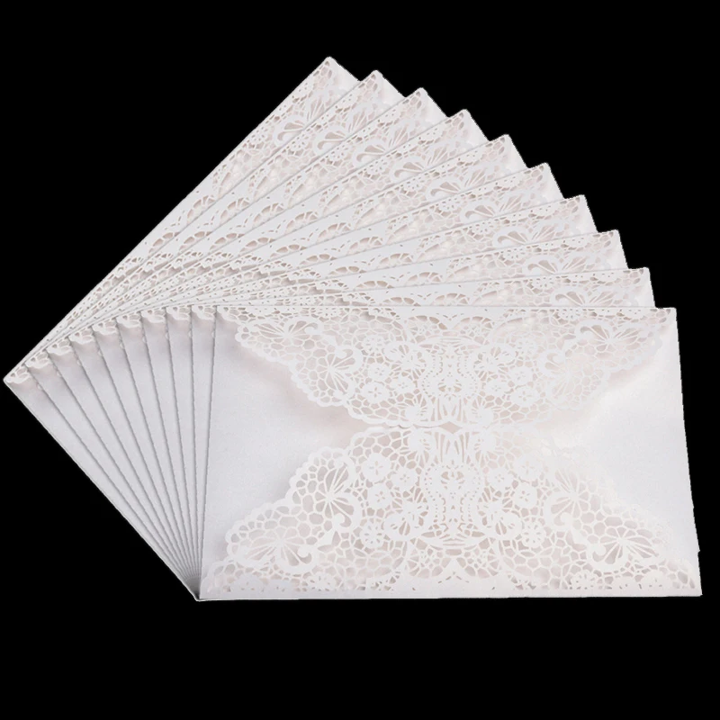 10pcs Elegant Laser Cut Bridal Favor Wedding Invitations Card Lace Pocket Greeting Customize Invites Card Printing Party Decor - view 6