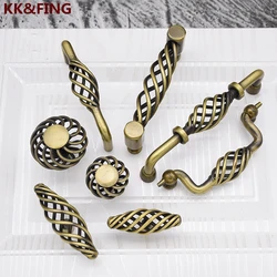KK&FING Birdcage Bronze Cabinet Handles Hollowed Retro Black Cabinet Door Pulls Single Hole Drawer Knobs Cupboard Handles
