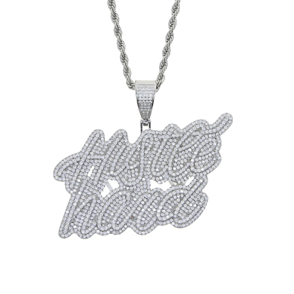 Collana da uomo, gioielli Hip Hop Cane vizioso Testa di cane Ciondolo Personalità Trendy Hiphop Collana con zirconi micro-intarsiati per uomo