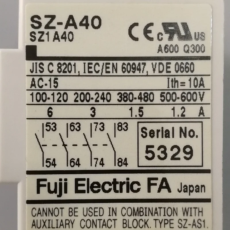 Contactor auxiliar SZ-A40 A20 A11, Contactor elevador, contacto auxiliar