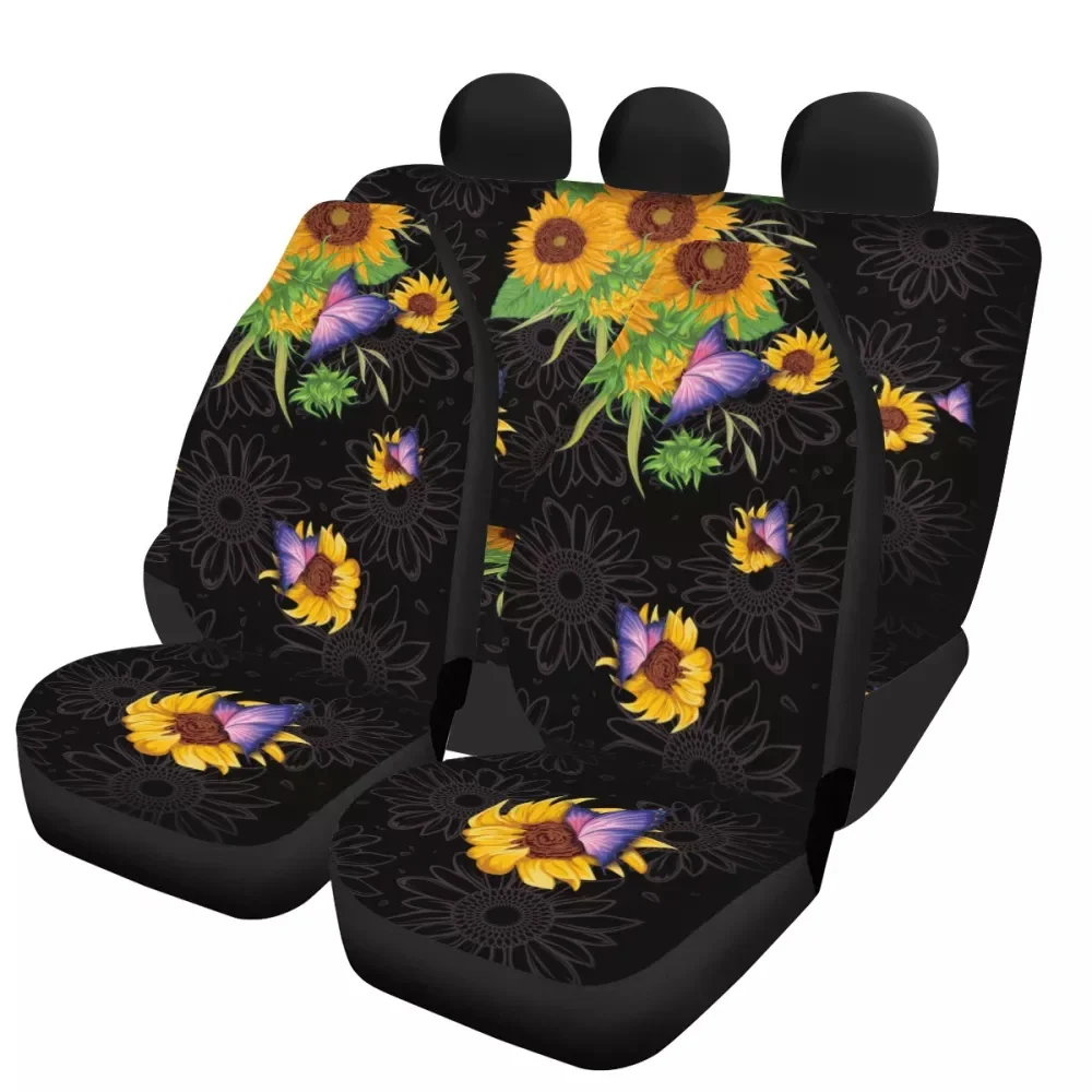 INSTANTARTS Hot 3D Butterfly Floral Pattern Anti-Slip Car Protector Washable Car Interior Seat Covers Universal Car Seat Cushion