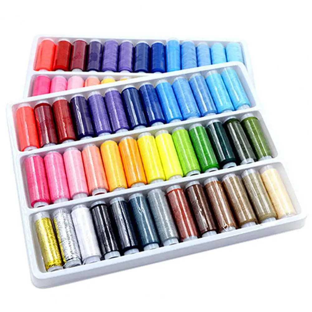 39Pcs ผสมสีโพลีเอสเตอร์100% DIY จักรเย็บผ้าอุปกรณ์เสริมเสื้อผ้าเส้นด้ายเย็บปักถักร้อยมือ200หลาแต่ละ Spool
