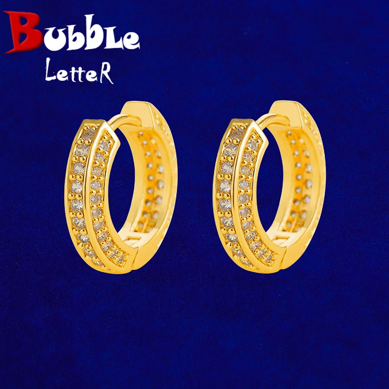 Bubble Letter Mens Earrings 2021 Trends Real Gold Plated Hip Hop Jewelry Christmas Gift