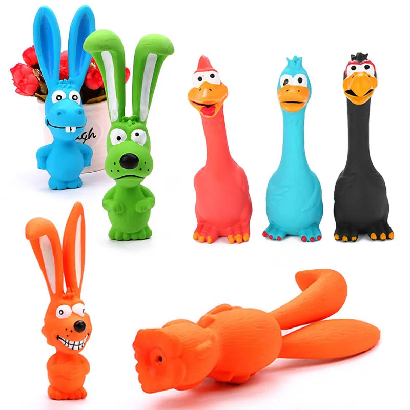 Latex 1PC Dog Accessories Dogs Puppy Toys Cartoon Animals Squeak Squeaker Screaming Chicken Toy Training Pet Products Chew