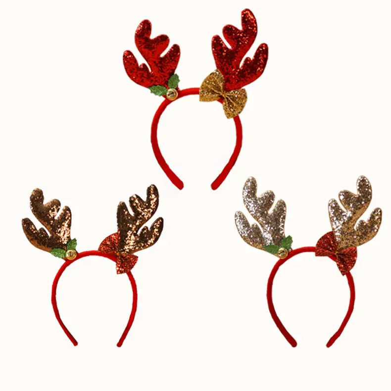 Happy Christmas Headbands Fancy Reindeer Antlers Hairband Xmas Kids Festive Party Decor Best Gift Wholesale