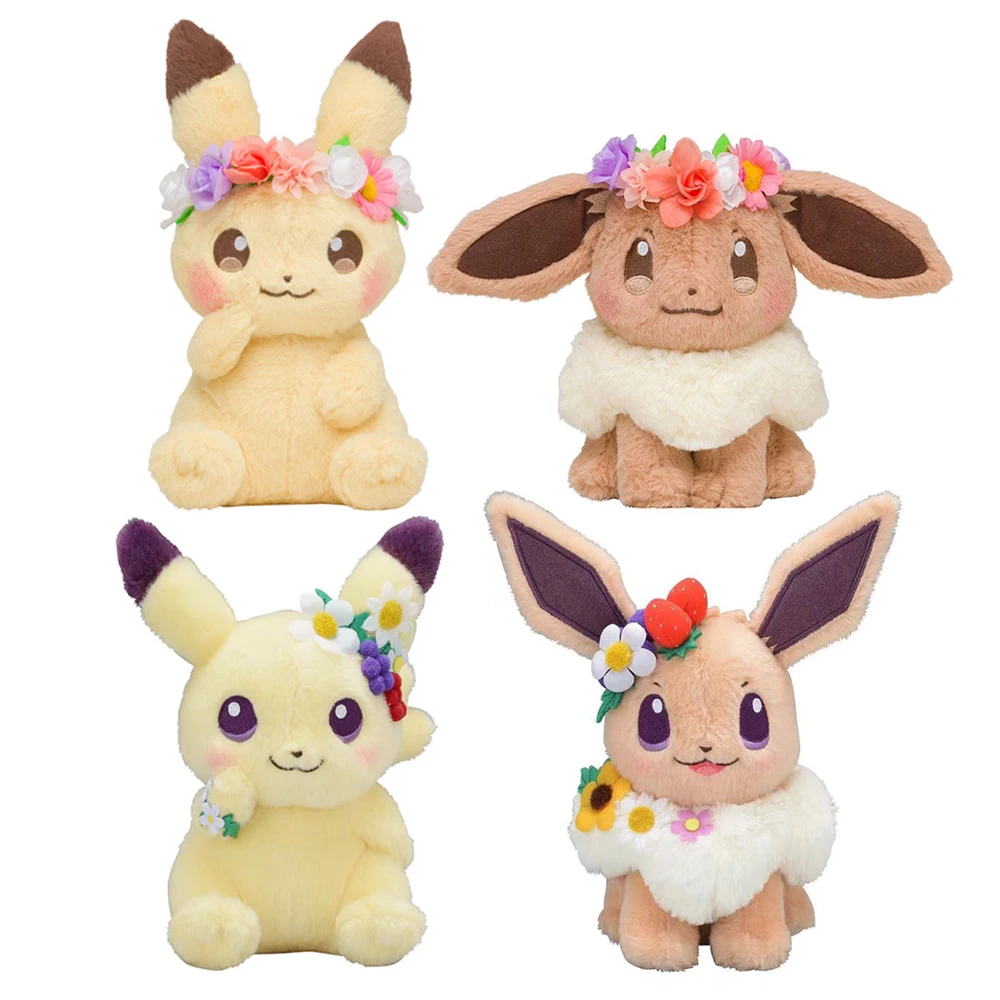 Pokemon Plush Garland para crianças, brinquedo de pelúcia fofo, Pikachu e Eevee, decoração para crianças, presente do festival, primavera