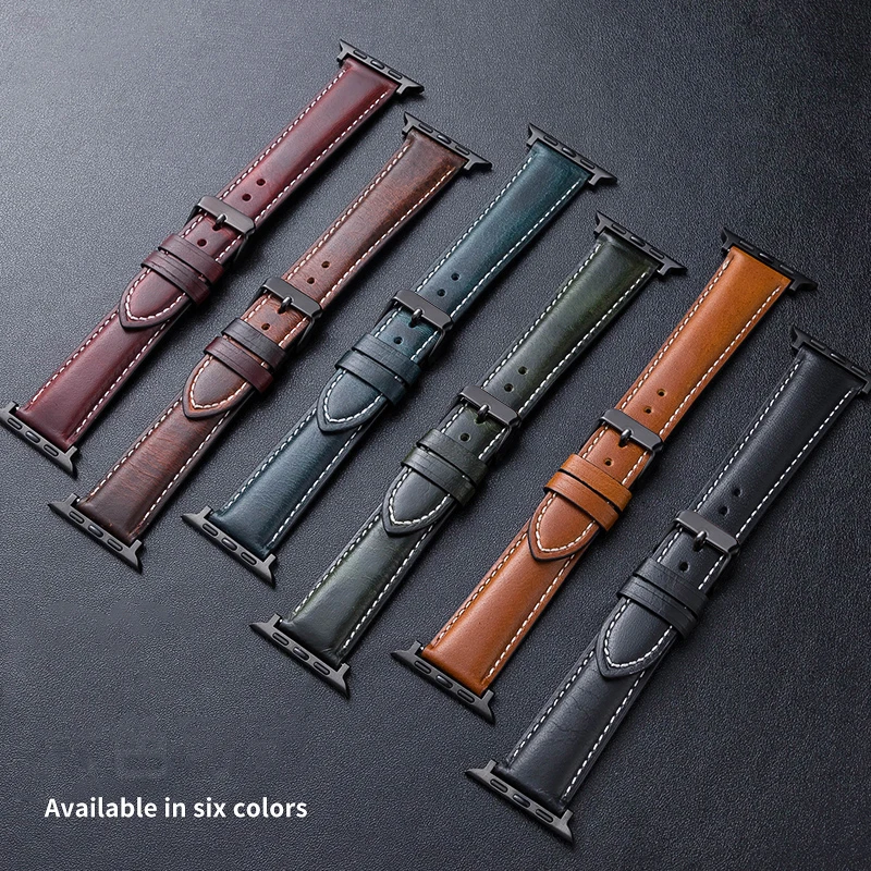 

Leather strap For Apple watch band 44mm 40mm 38mm 42mm iwatch Genuine leather watchband correa Apple watch 6 5 4 3 se bracelet