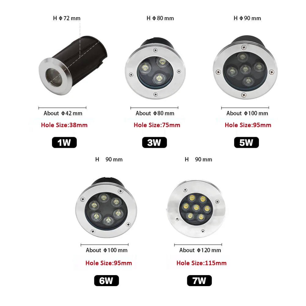 IP68 LED podziemne lampy 6W 9W 12W 15W 18W wpuszczone schody światło halogenowe reflektor gruntowy wodoodporna ogrodowa 220V 12V 24V