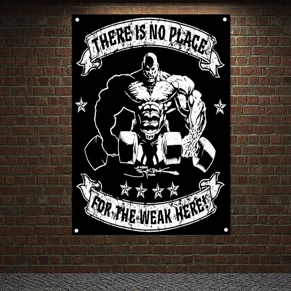 Man Muscular Body Poster Exercise Canvas Painting Home Decor Workout Hanging Cloth Wall Art Training Motivation Banners Flags F6