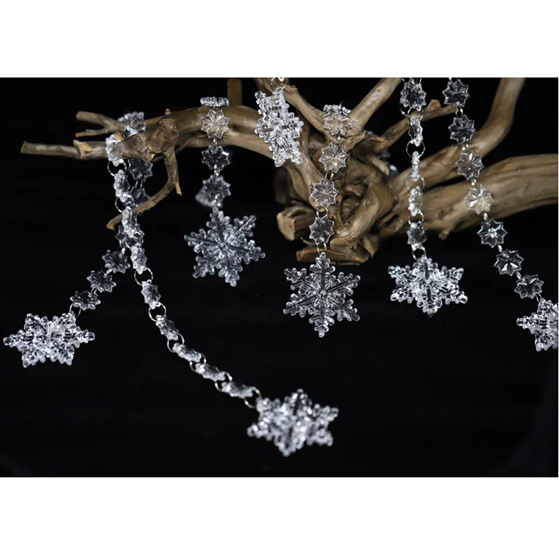 1PCS Transparent Acrylic Snowflake Pendant Bead Curtain Christmas New Year Decoration Home Wedding Stage Decorative Curtain