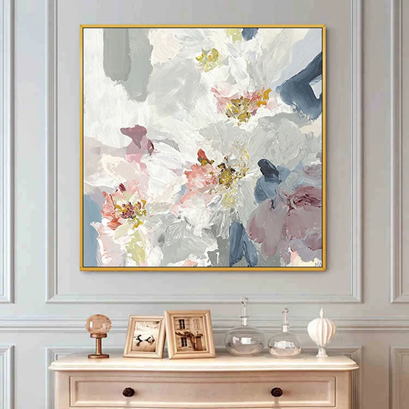 Hand Painted Abstract Oil Painting Living Room Porch Modern Simple  Abstract Flower Restaurant Large Hanging Decorative Painting