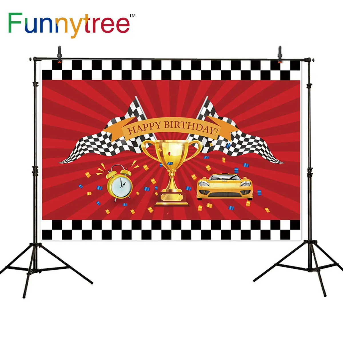 

Funnytree racing red car champion Birthday Party backdrop banner children baby shower photo background photography photozone