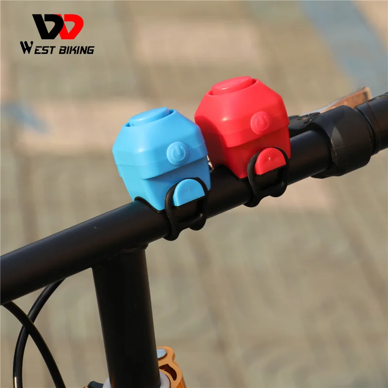 WEST BIKING Electric Bike Bell 130dB Horn Rainproof MTB Road Bicycle Handlebar Ring Silica Gel Shell Bell Cycling Accessories