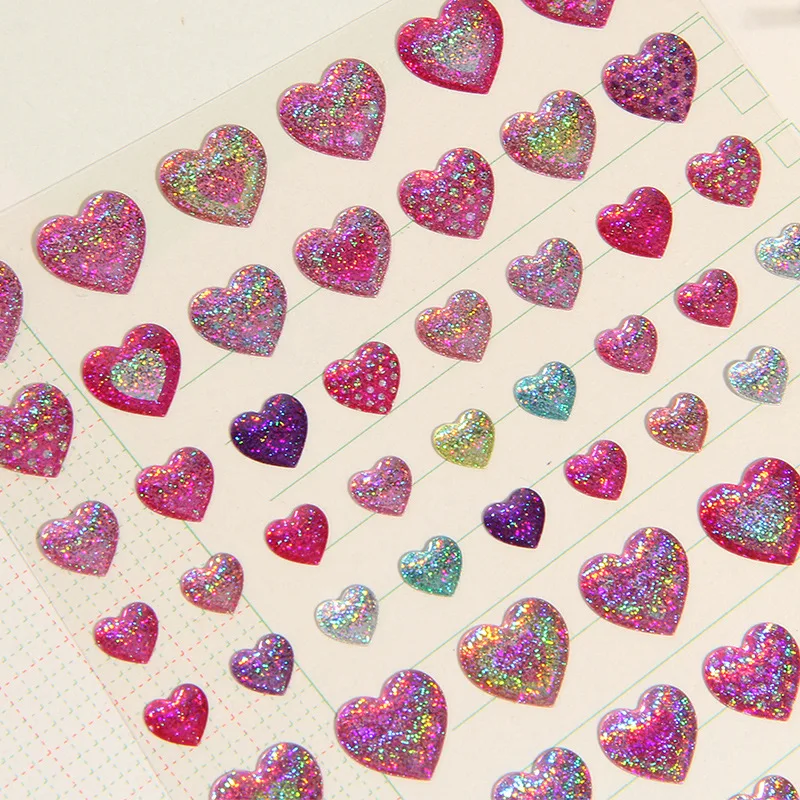 Glitter Magic Crystal Love Star Sticker 3D Shiny Gem Three-Dimensional Sticker Phone Notebook Diary DIY Gift Decoration For Girl