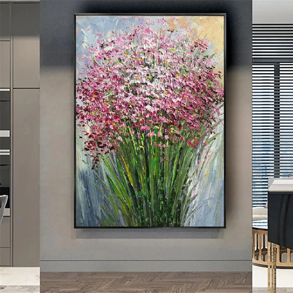 High Quality Handmade Beautiful Flower Oil Painting Scraper Canvas Wall Art For Home Decor Piece Custom Wall Artwork Hyacinth