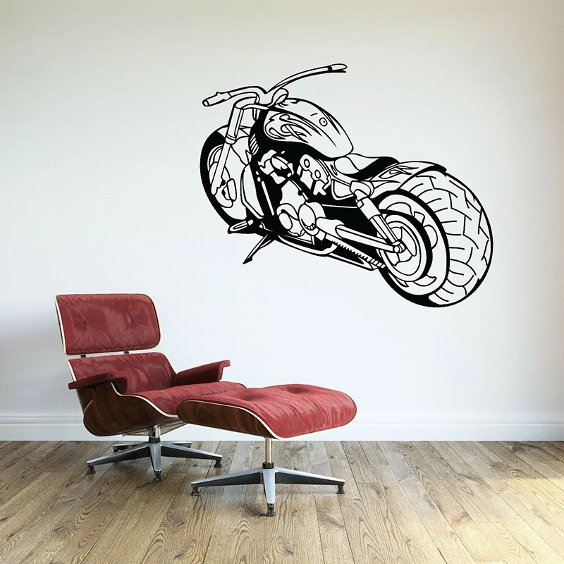 Large Motorcycle Harl ey David  son Wall Decal Teen Playroom Retro Motorbike Wall Sticker Bedroom Home Decor