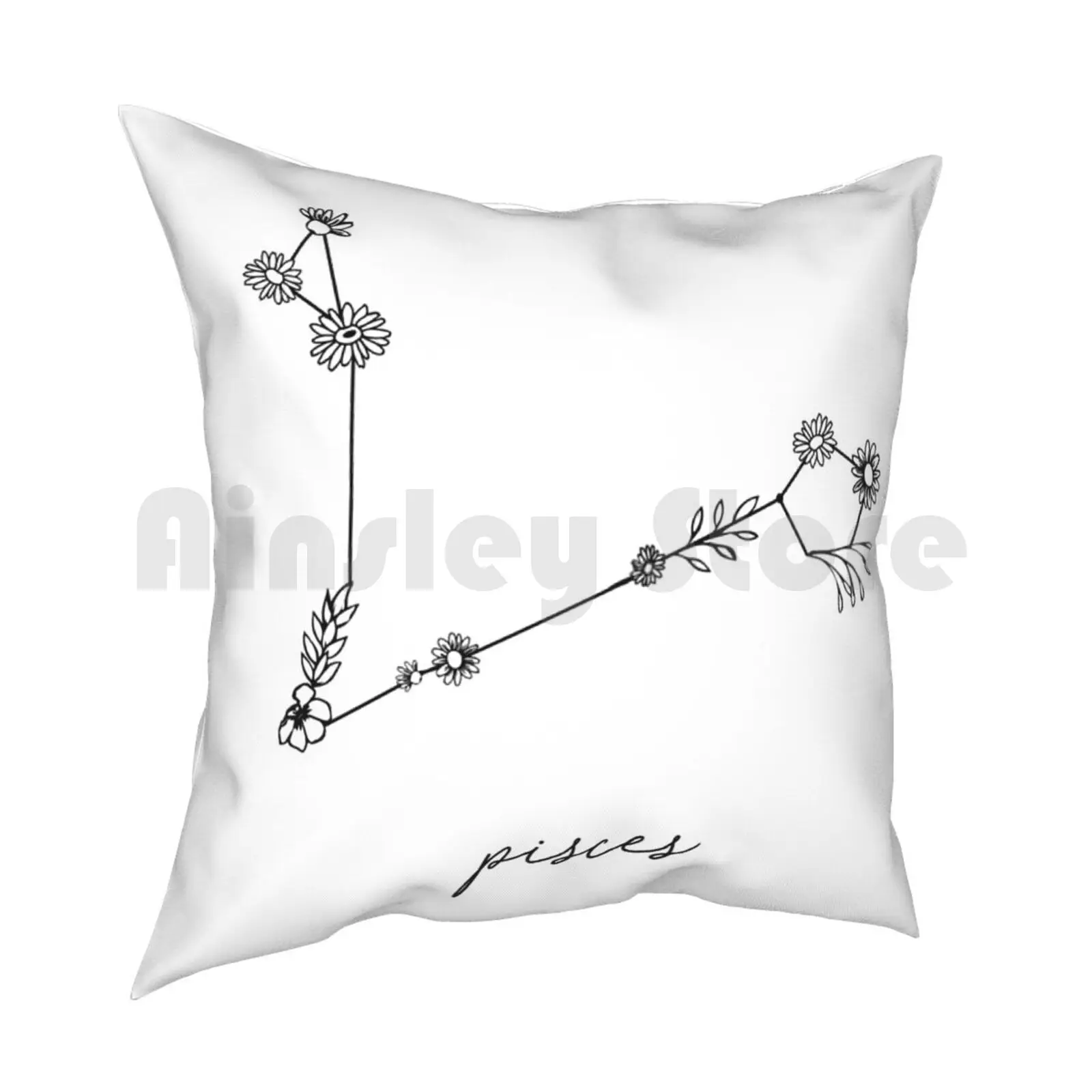 Pisces Zodiac Wildflower Pillow Case Printed Home Soft Throw Pillow Zodiac Sign Wildflower Aries Leo Libra Capricorn