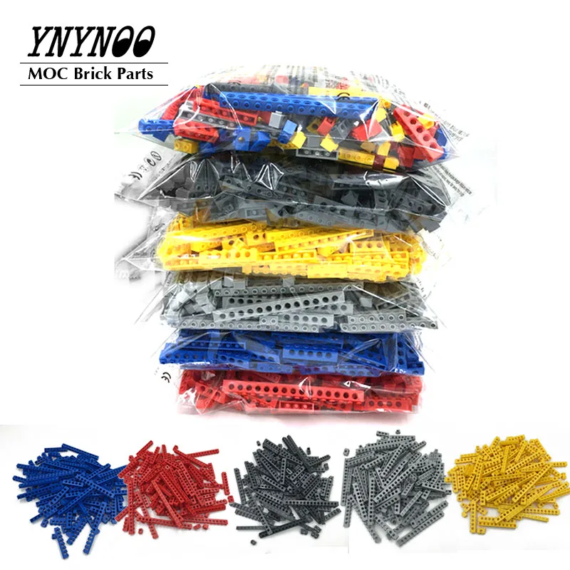 500g/lot Technical Bricks 1x1 1x2 1x4...1x16 with 1-15 Holes Mixed MOC Building Bulk Blocks Part 6541 2730 3700 3701 DIY Toys