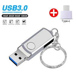 New Cle usb 3.0 Metal Key Chain USB Flash Drive 32GB 64GB 128GB Pen Drive 8GB 16GB Pendrive Roation Design USB Memory Stick
