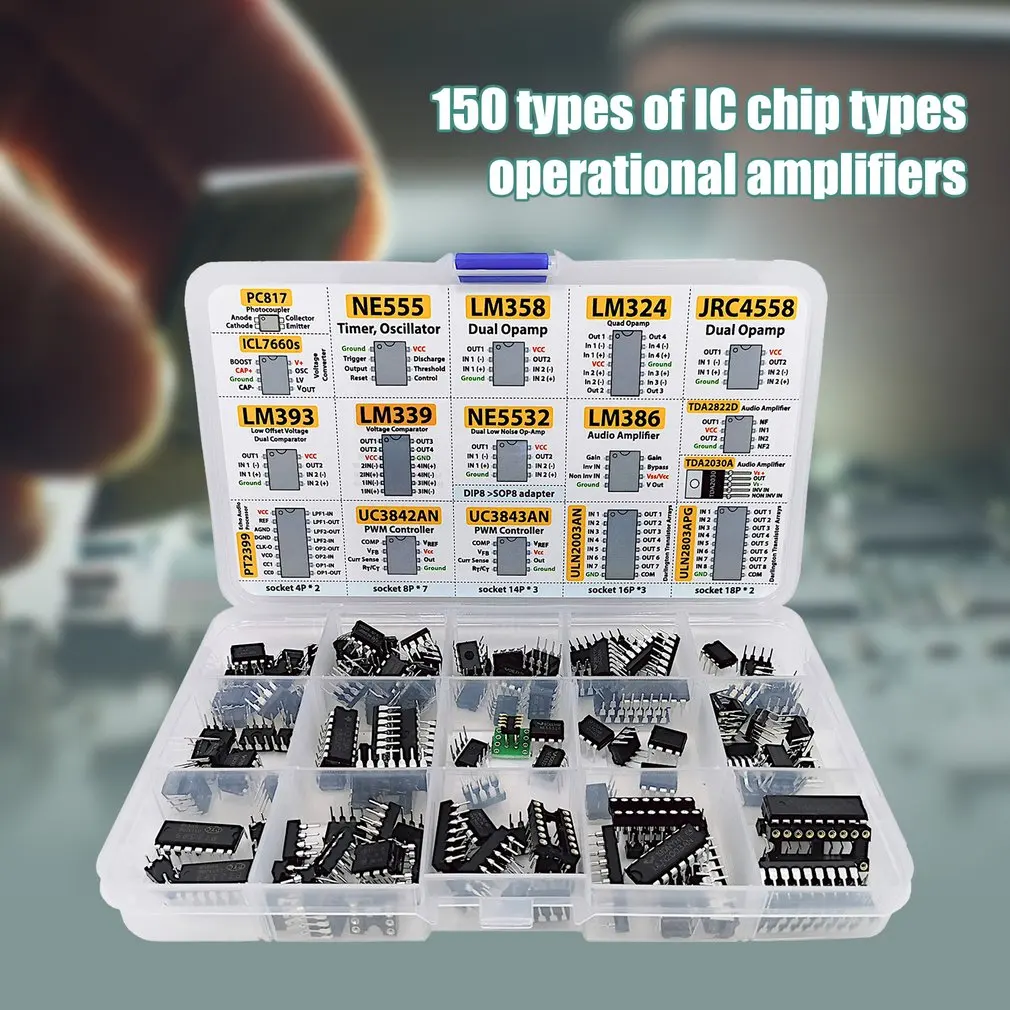 150 pz Opamp oscillatore Timer optoaccoppiatore IC Pwm IC Chip assortimento amplificatore operativo PC817 NE555 LM358 LM324 JRC4558