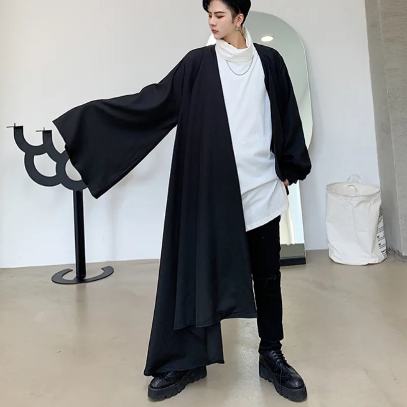 

Men's new shirt irregular asymmetry long sleeve cardigan shirt jacket Japanese street style loose large casual cape shirt jacket