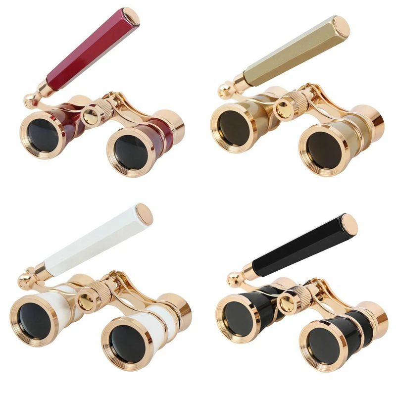 Telescope Folding Opera Glasses Theater Vintage Binoculars With Retractable Handle Night Vesion For Camping Horse Riding Tools