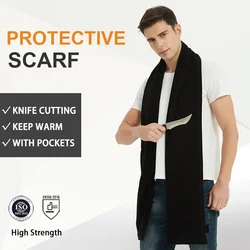 Lenço anti-xale de inverno com bolsos para homens e mulheres, resistente a cortes nível 5, protetor facial e pescoço, novo