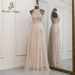 Elegant sequin A-line two layers are style evening dress prom dresses evening gowns vestidos de fiesta robe de soirée de mariage