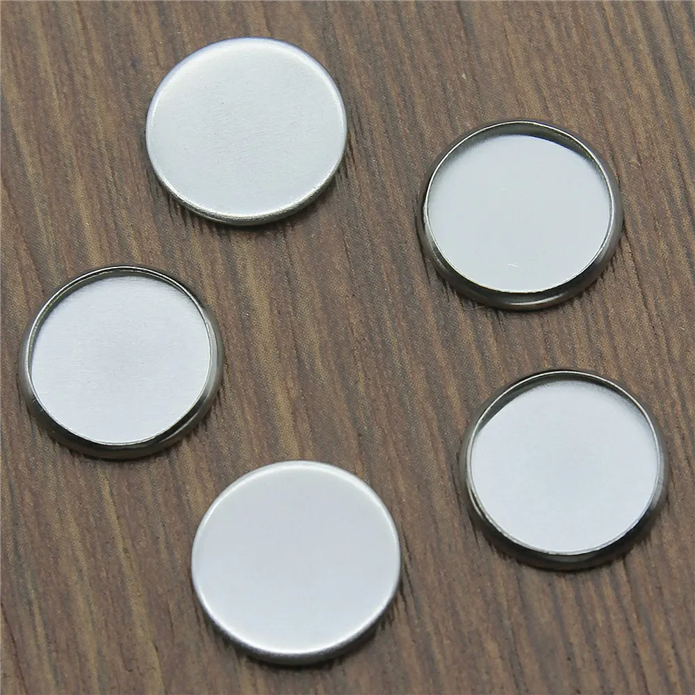 WYSIWYG 20pcs 8~25mm Stainless Steel Material No Hanging Cabochon Base Setting DIY Pendant Tray Blank