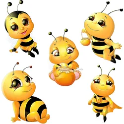 CX14 Cute Little Bee Cartoon Insect Sticker Children's Bedroom Decoration Sticker Toilet Refrigerator Car Sticker