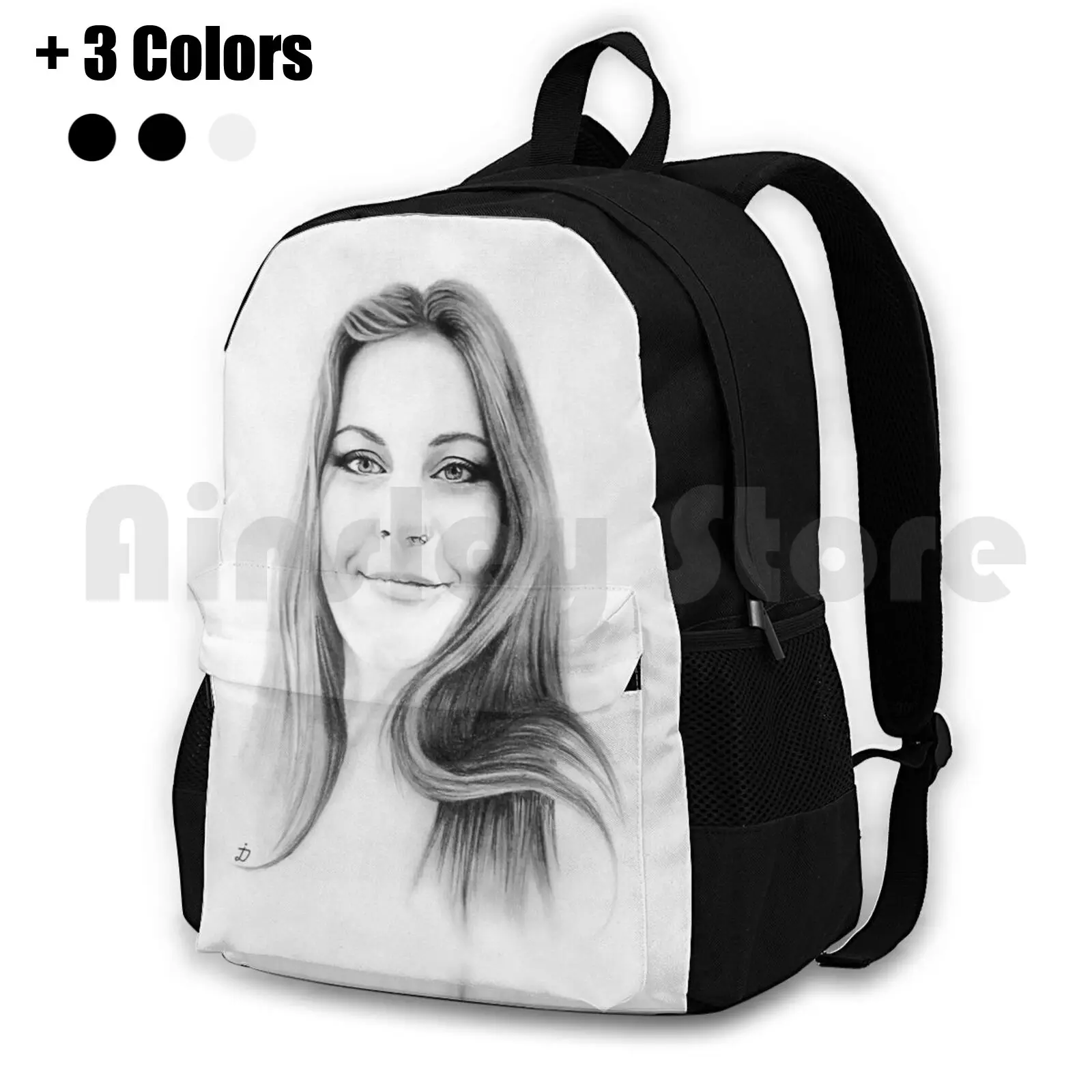 Floor Jansen Pencil Portrait. Outdoor Hiking Backpack Waterproof Camping Travel Handmade Pencil Pencils Portrait Blackandwhite