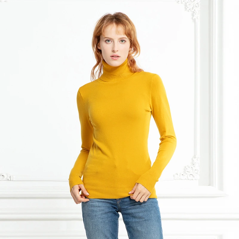 Marwin 2019 New-Coming Autumn Winter Solid Casual Turn-down Collar Pullovers Female Thick Turtleneck Knitted Women Sweater