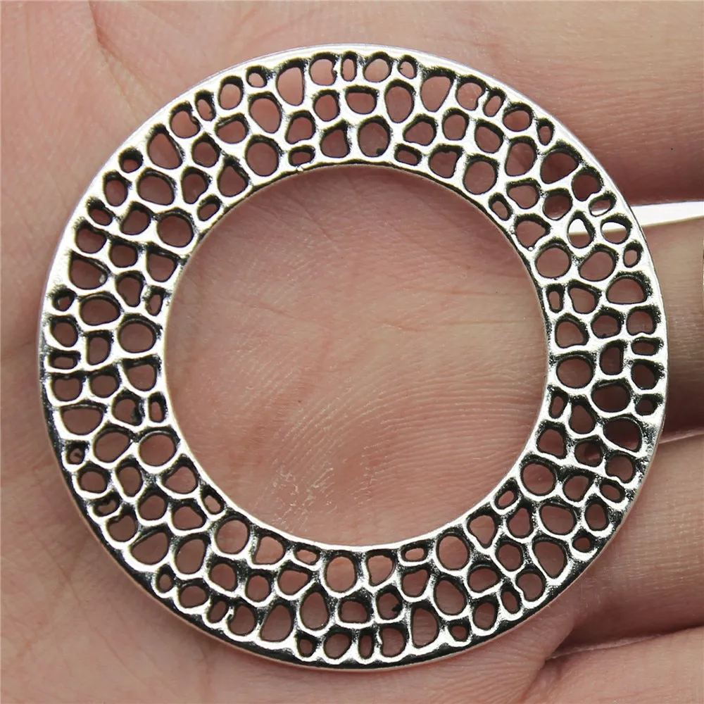 5PCS/lot 49*49mm Wreath Circle Metal Charm Earring Connector Antique Silver Bronze Color Making DIY Handmade Tibetan Jewelry DIY