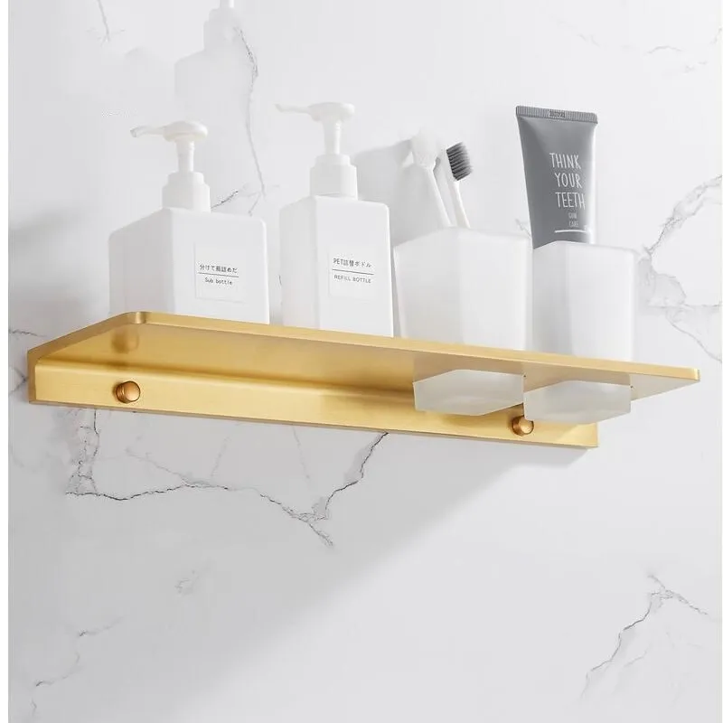 

Vidric Tuqiu Bathroom Shelf Cosmetic Rack With Single Lever Brushed Gold Bath Corner Basket Wall Mounted Aluminum Bathroom Rack