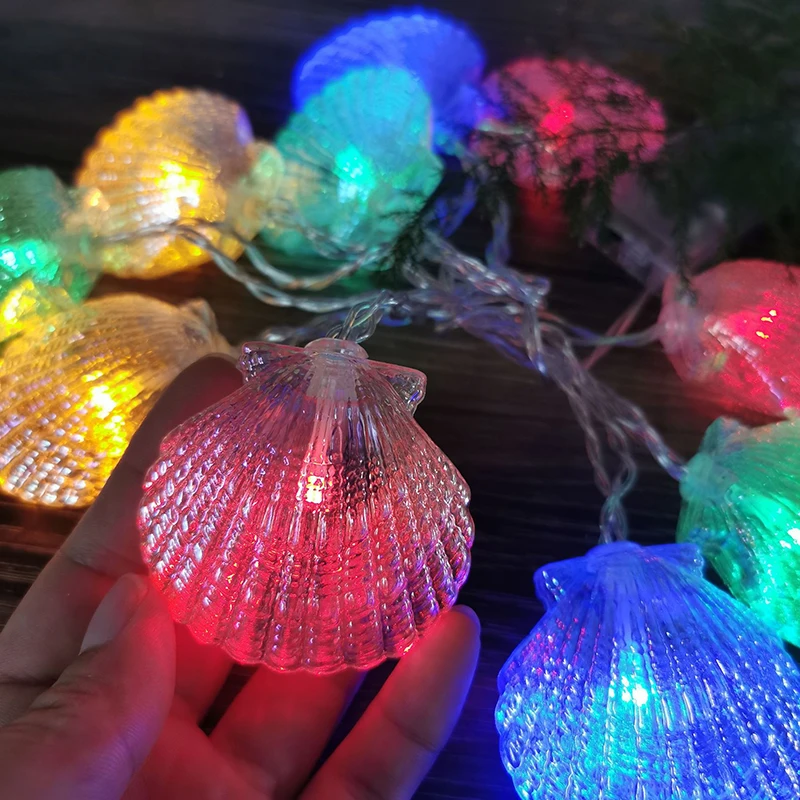 Seashell String Lights Fairy Garland Shell Shaped Holiday Light Battery Powered Decorative Hanging Light for Wedding Party Decor