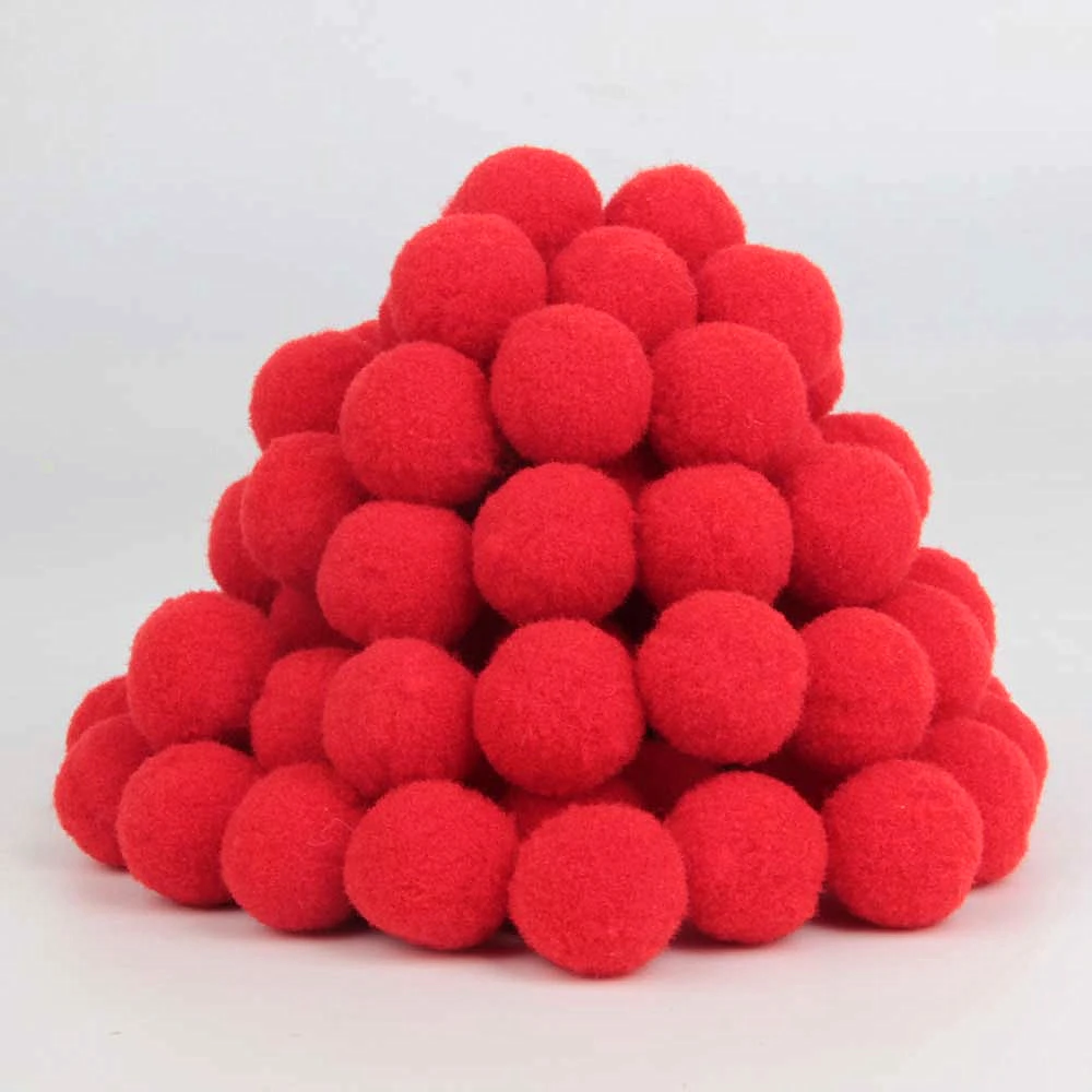 Red Pompom 8mm 10mm 15mm 20mm 25mm 30mm Pompon Balls for DIY Party Home Wedding Decor Garment Sewing Kid Toy Crafts Supplies 20g