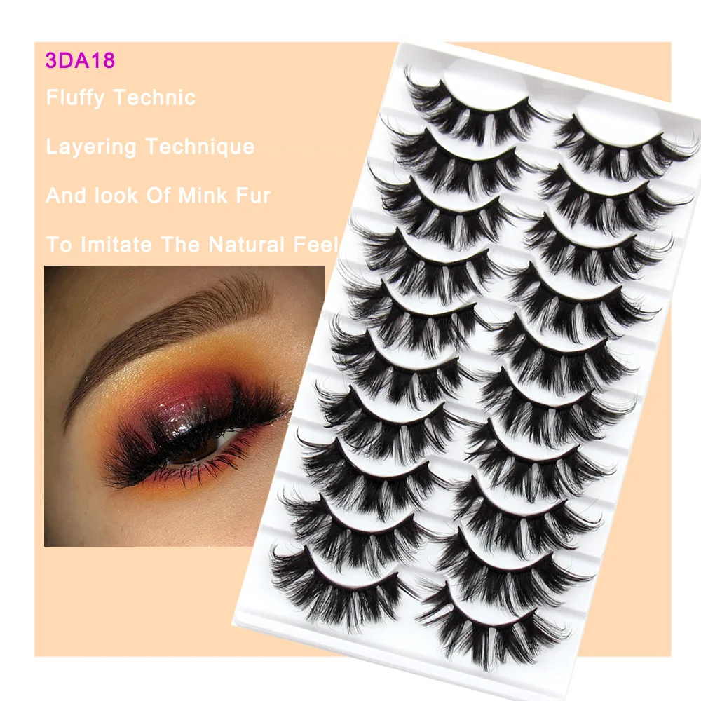 Lashes 5/10 Pairs 3D Faux Mink Lashes Fluffy Soft Wispy Volume Natural long False Eyelashes Eye Lashes Reusable Eyelashs Makeup