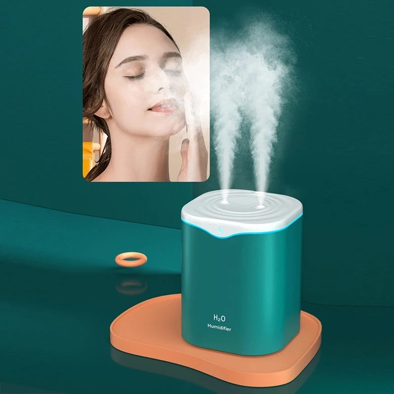 New 2000ML USB Air Humidifier Double Spray Port Essential Oil Aromatherapy Diffuser Cool Mist Maker Fogger for Home Office