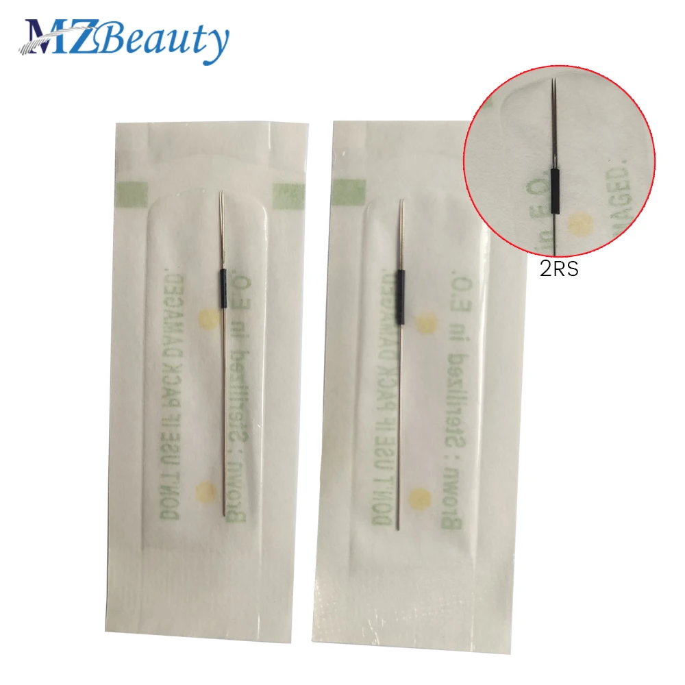 

Tattoo Needles 2RS Professional Sterilized Permanent Make Up Needle For PMU Machine Pen Flat 2 Agujas Microblading Supplies