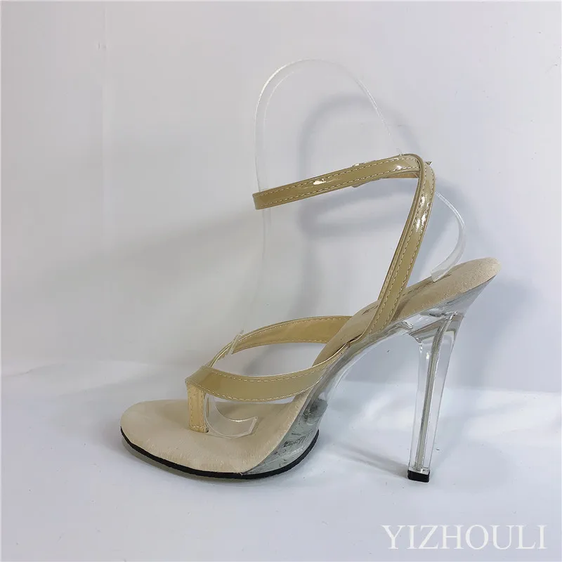 Sexy 12cm princess sandals, fashion banquet foot strap, model nightclub PU pole dancing sandals