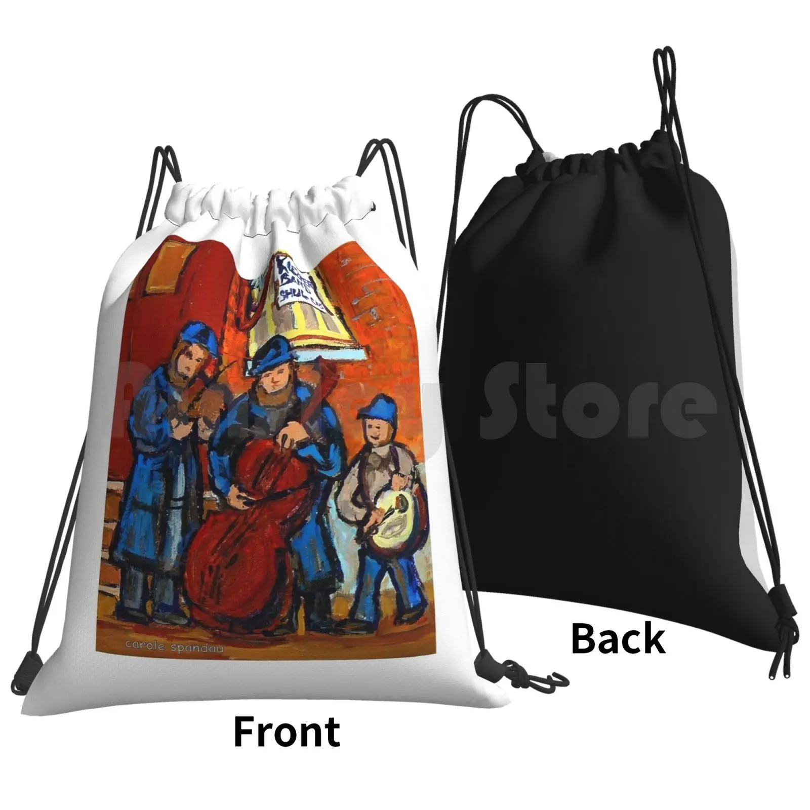 Klezmer Band Playing At A Wedding Backpack Drawstring Bag Riding Climbing Gym Bagg Montreal Bagg Synagogue Bagg Shul Chupa