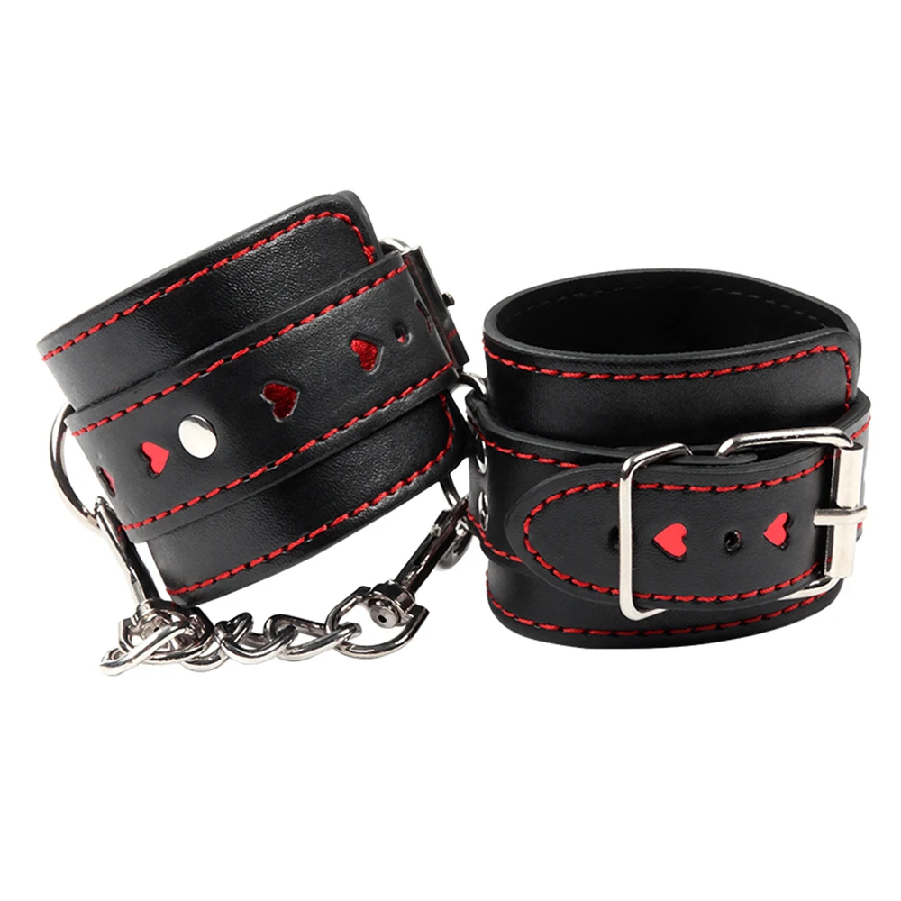 Sex HandCuffs Black PU Leather Redline bondage restraints Foot cuffs bdsm sex toys for couples juguetes eroticos adult products