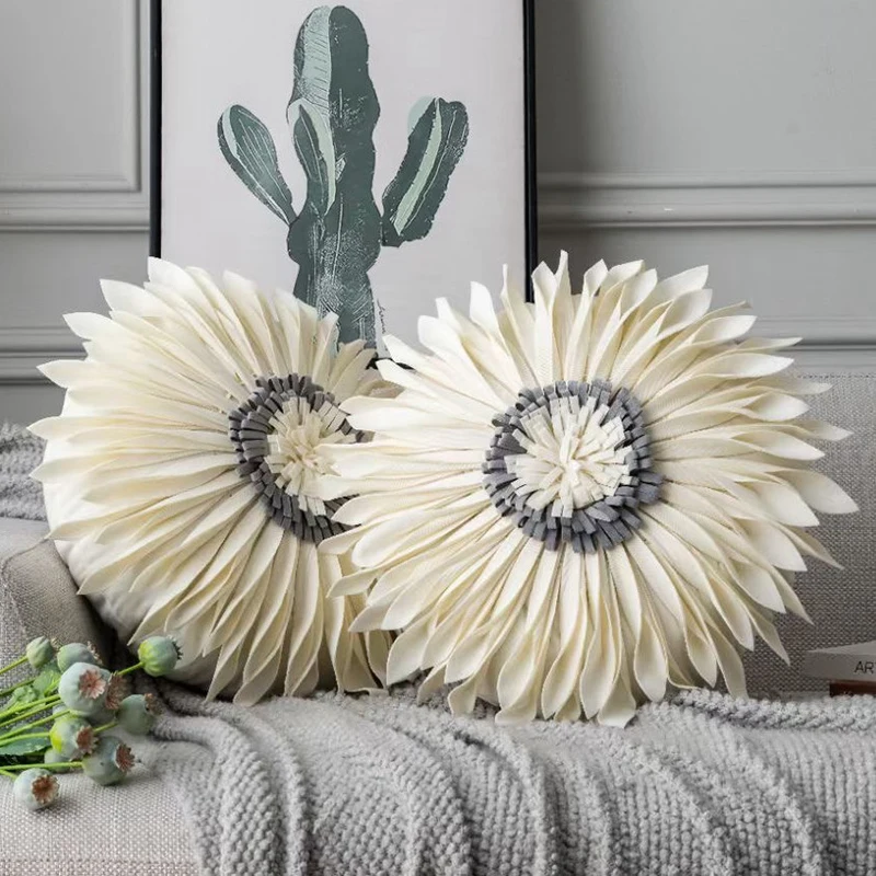 Floral Cushion Cover Decorative Pillow Case Throw Pillow Cover Luxury Daisy Flower Home Decor Living Room Sofa Seat Pillowcase