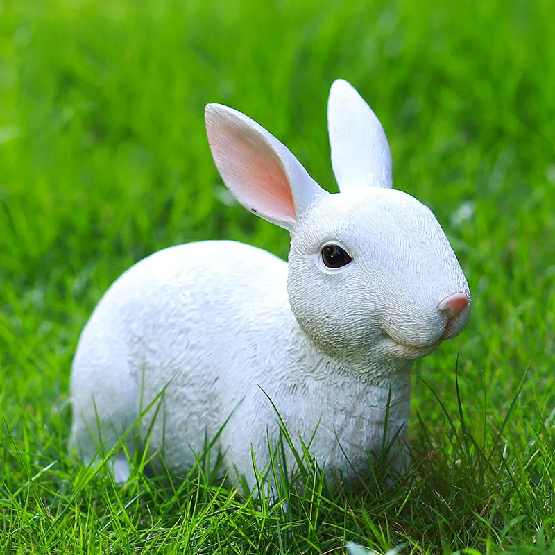 

Pastoral Simulation Resin Rabbit Sculpture Ornaments Outdoor Courtyard Micro Landscape Figurines Garden Decoration Accessories