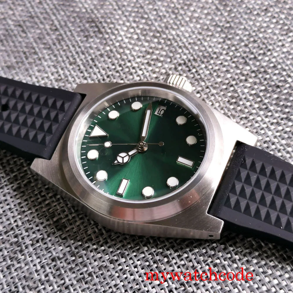 Reloj de buceo automático para hombre, pulsera de mano NH35A PT5000 Tandorio NH35A de 38MM, con esfera luminosa de cristal de zafiro AR, 200m