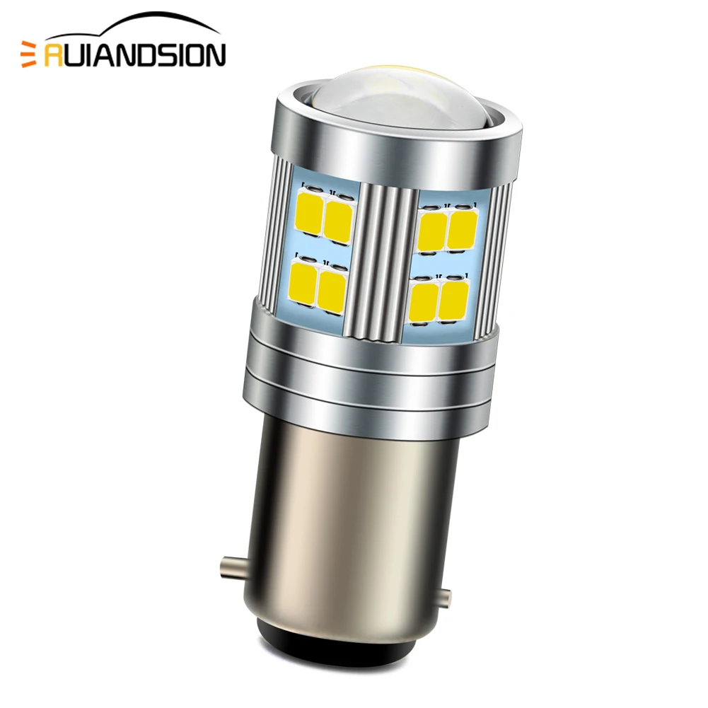 

RUIANDSION 1Pcs BAX15D 6V LED Motorcycle Replacement Bulb Car Signal Light Dual Pin High Low Beam White 6000K 720Lm