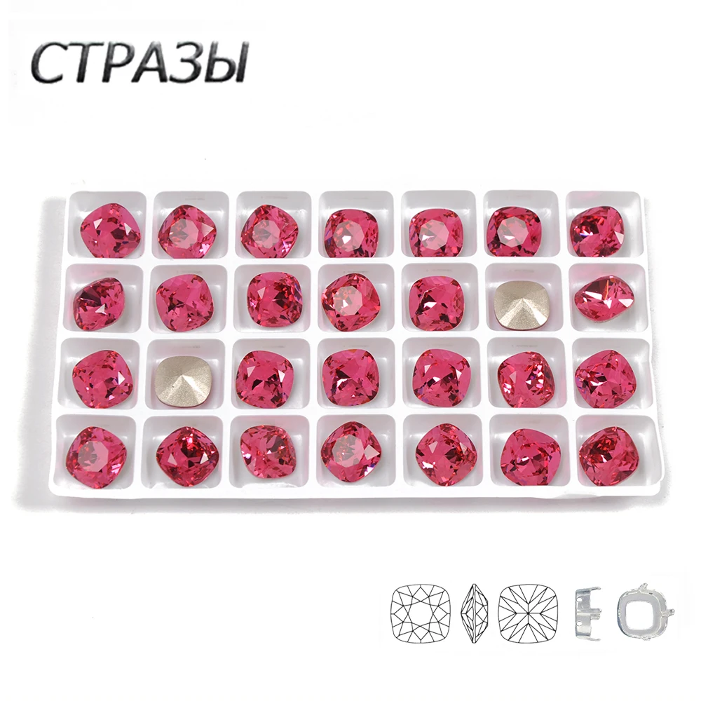 CTPA3bI Charming Fuchsia Color Glass Material Crystal Sew On Rhinestones With Silver Gold Claw DIY Bags Dress Accessories