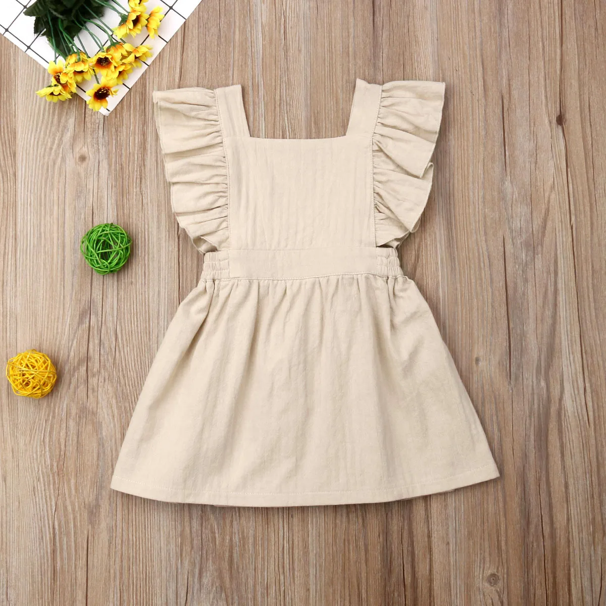 Lioraitiin 1-6Years Toddler Baby Girl Casual Dress Off Shoulder Solid A-Line Party Dress