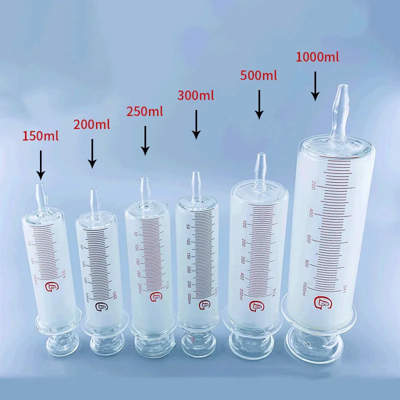 150ml/200ml/250ml/300ml/500ml/1000ml All Glass Syringes Large sausage device Glass sample extractor Glass Injector large caliber