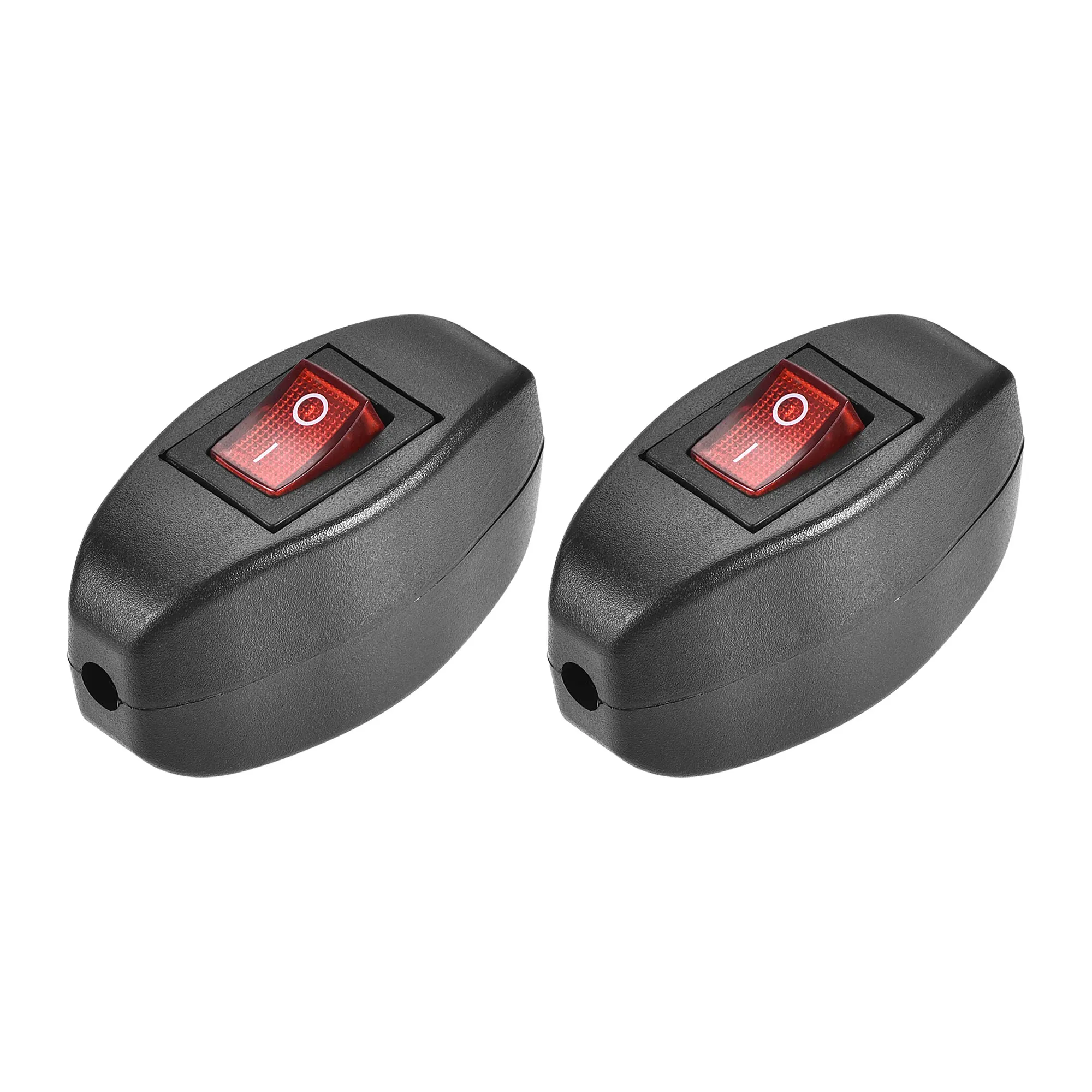 Uxcell Cord Switch On-Off Control SPST Red Light Rocker Switch for Bedroom Table Lamp Desk Light Black 2 Pcs